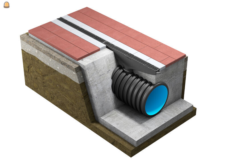 AXLDrain 250 afvoergoot met sleufrooster op afvoerbuis