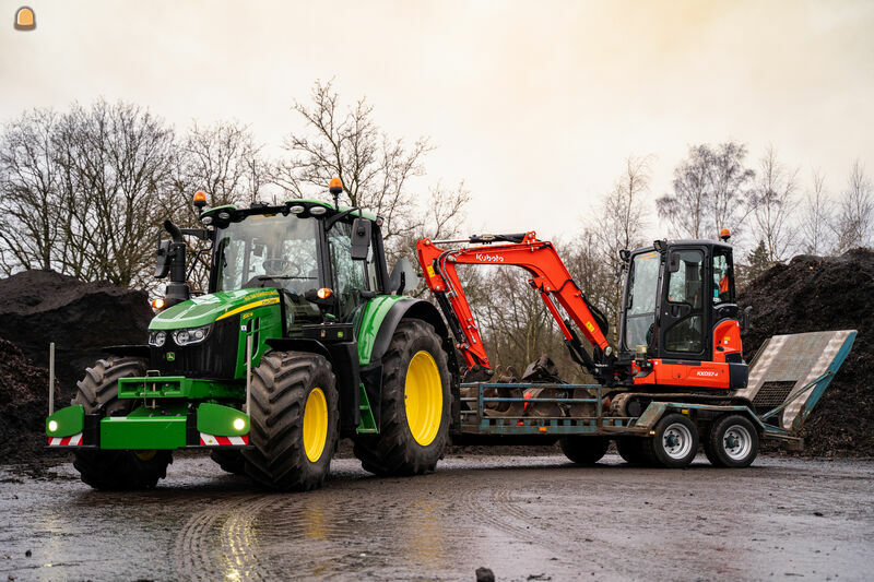 John Deere 6120M + Kubotakar + Kubota K037-4