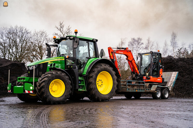 John Deere 6120M + Kubotakar + Kubota K037-4